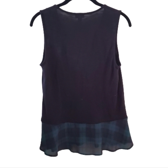 J. Crew Factory Green Tartan Plaid Peplum V-Neck Tank Top NWT - Picture 5 of 7